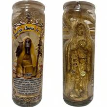 Veladora De Gel Santa Muerte Lluvia De Oro - Obtener Abundancia, Bonos Por Tu Trabajo o Un Nuevo Trabajo - Oración incluida en la veladora. - Dorado - Ver 1