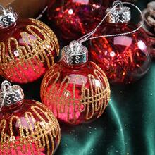 6Pcs Christmas Ball Christmas Ball Ornaments Set Golden Border Grid Painted Plastic Ball For Xmas Tree Decor Home Party Holiday Celebration - Multicolor - View 9