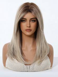 Parrucca bionda in fibra resistente al calore per uso quotidiano, parrucca dritta naturale, ideale per principianti, adatta per uso quotidiano, feste e vacanze