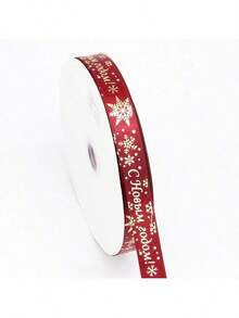 Merry Christmas! 2cm Polyester Ribbon With Gold Foil Stamping, Christmas Gift Wrapping Ribbon, Christmas Gift Decoration Ribbon