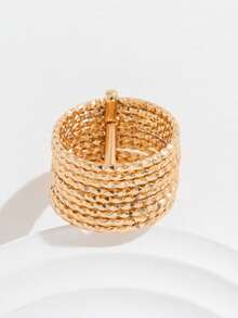 1 pièce Bague en cuivre plaqué or 14 carats, 9 cercles, épaisseur 0,025 μm - Or jaune - Voir 3