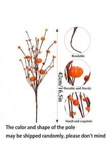 1pc/3pcs/6pcs Artificial Pumpkin Orange Berry Stem Autumn Pumpkin Branch For Autumn Harvest Festival Thanksgiving Decoration Vase Autumn Harvest Festival Home Decor Christmas Decorations Room Decor Christmas - Yellow - View 7