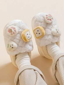 Pantuflas unisex para niños con suela gruesa, pantuflas cómodas para el hogar, pantuflas de pareja cálidas y lindas para otoño/invierno