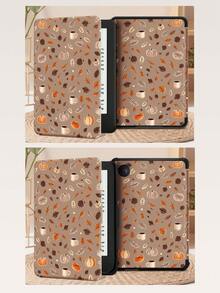Coffee Colored Pumpkin Leaf Pattern Tablet Protective Case, Compatible With IPad 9.7/10.2/10.5/10.9/12.9/Pro 11, 10th Generation, Compatible With Samsung Galaxy Tab S6 Lite 10.4-Inch, Compatible With Kindle Paperwhite 12th Gen 2024, Kindle (11th Generation) 2022 Version, Kobo Clara Bw, Soft Fall Protection, Intelligent Standing/Automatic Wake-Up/Sleep,