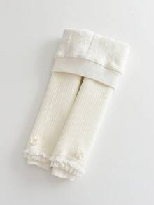 1 件婴儿女孩厚实保暖柔软打底裤，舒适紧身裤，适合新生儿和幼儿