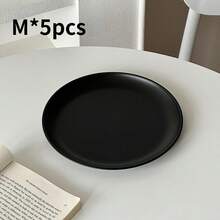 1/3/5pcs Stainless Steel Round Serving Platters, European Style Dessert Trays, Steak Plates, Baking Dishes, Seamless Design, Elegant Presentation, Ideal For Restaurants And Home Use - Black - View 17