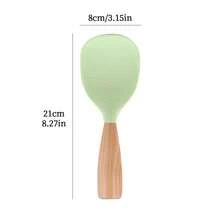 1 ملعقة أرز من السيليكون، خالية من الروائح وصديقة للبيئة. مقبض خشبي فاخر. أنيقة وقوية، مقاومة للحرارة. ملعقة أرز دوارة، ملعقة أرز لا تلتصق، ملعقة أرز قائمة، ملعقة تقديم ذات مقبض خشبي. مناسبة لجميع أنواع طناجر الأرز والمكونات، لا تلتصق، سهلة التنظيف.