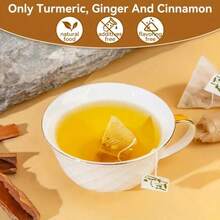 Turmeric, Turmeric & Ginger Tea, No Additives, No Caffeine, Brain Support, Weight Loss, Sleep & Skincare, 30 Sachets - Multicolor - View 2
