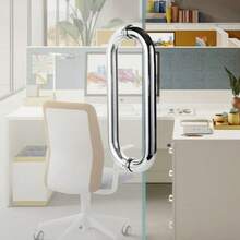 2 Stück 46cm Duschtürgriffe, Duschglastürgriffe Rücken an Rücken, kompatibel mit dickem Glas, geeignet für rahmenlose Duschtüren, Büro, Chrom-Finish, aus Edelstahl 304