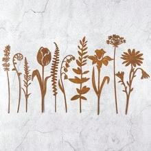 1 Set mit 10 Metallstäben, dekoriert mit Metallblumen, für Innen- und Gartendekoration, künstliche Blumenvasen-Dekorationen, Heimdekoration, Stäbe für Höfe, Außenrasen, Höfe, Gehwege und Gärten.