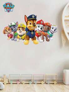 1pc APW Patrol Theme Cartoon Wall Stickers, Puppy PVC Stickers, Self-Adhesive Glass Door Bedroom Wall Stickers, Super Thick Cartoon Stickers, Suitable For Creative Decoration Of Bedrooms, Living Rooms, Study Rooms, Weddings, Graduation Seasons, Mother's Day, Easter Parties Wall Decor Room Decor Home Decor