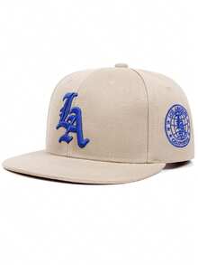 2025 Simple And Creative New Flat Brimmed Hat LA Letter Side Earth Embroidery Outdoor Leisure Sports Sunshade Hat Men's Street Pop Hip Hop Hat Street Dance Fashion Skateboard Hat Women's Daily Life Casual Wear Decorative Hat Adjustable Baseball Hat