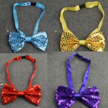 6pcs Unisex Sequined Lincoln Hat Sequined Bow Set Retro Ballroom Jazz Hat Fashionable Party Outfit - Multicolor - View 7