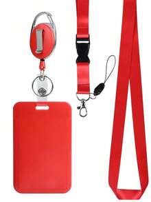 Customizable Name Badge Holder Set, Retractable Clip-On ID Card Holder, Lanyard, Badge Card Clip, Chest Plate Card, Detachable Lanyard, Including Lanyard, Retractable Clip, Badge Card, Suitable For Custom Work ID Holders, Back To School Student ID, Meal Cards, Transit Cards, Utility Cards