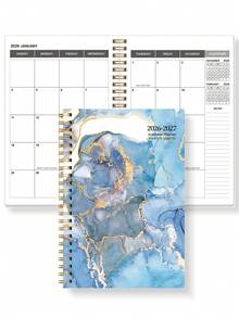 BUBU 1 件螺旋月度计划表，2 年月度计划表，含 3 张定制贴纸，2026 年 1 月至 2027 年 12 月，5.6 英寸 X 8.0 英寸，非常适合学校和办公室日程安排、办公桌配件、返校用品 - 紫色 - 查看 10