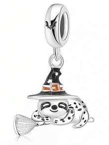 1pc Fashionable & Charming Halloween Series Skeleton, Ghost, Mummy, Witch, Drink Bottle Beaded DIY Halloween Bracelet Necklace Gift