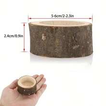 6pcs,Retro Wood-Like Tea Candlestick - Realistic Wood Grain Design, Suitable For Weddings, Birthdays, Christmas, Thanksgiving And Home Decoration. Durable Tabletop Ornament, Anti-Wood Style Candlestick, And Festive Center Decoration