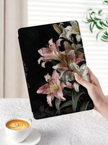 1 件干花画图案平板电脑保护壳，兼容 iPad 10.2 英寸、iPad Pro 2021/2020、iPad 第 9/10 代、iPad (A16) 11 英寸、第 11 代 2025、Galaxy Tab A8 10.5 英寸 2022、Matepad 10.4/Tab，防摔，带铅笔槽，支持睡眠/唤醒 - 彩色 - 查看 4