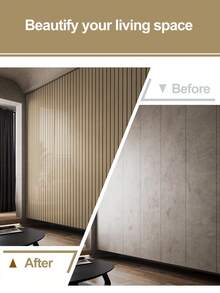 10PCS 23.6"X11.8" /19.4 Sq. Ft Wood Grain Grille Peel And Stick Wall Panels ,Waterproof PVC Self-Adhesive Backsplash Tiles - Wallpaper For Kitchen, Living Room, Bedroom, TV Wall (Glossy)