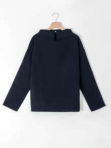 Nouveau Top à manches longues col montant et épaule dénudée de couleur unie pour le printemps, l'été et l'automne