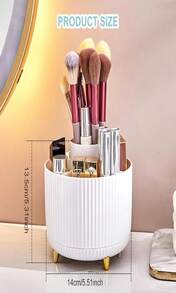 Cayxenful Pencil Holder For Desk,5 Slots 360°Degree Rotating Desk Organizers And Accessories,Desktop Storage Stationery Supplies Organizer, Cute Pencil Cup Pot For Office, School, Home (B-White) - White - View 6