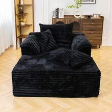 48.8'' Oversized Cloud Sectional Sofa Bed – Double Lounge Chaise With Boneless Fluffy Design, Plush Cushions & No Assembly Required, Modern Sleeper Loveseat For Small Spaces, Living Room, Apartment, Movie Night - 黑色 - 查看 9