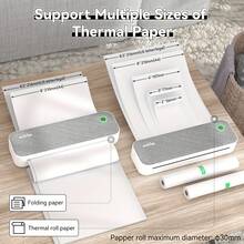PeriPage A40 Wireless Thermal Printer - No Ink Needed, Print On A4 And Multi-Size Roll/Folded Paper, For Docs/Labels/Photos, Works With Smartphone & Computer - Light Grey - View 6