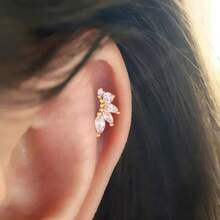 1pc/3pcs Lotus Shaped Ear Cartilage Stud, Fashion Zirconia Ear Cuff Spiral, Women Soft Cartilage Earrings