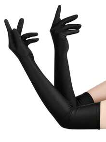 D EXCEED 1/3 Pcs Women's Short Satin Opera Gloves Formal Dancing Gloves For Wedding Bridal Banquet Party Gloves 1920s Flapper Accessories, Halloween