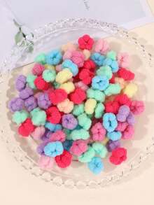 100 piezas/paquete Scrunchies de color aleatorio para niñas bebé, gomas elásticas para coleta, trenzas, uso diario y de viaje - Multicolor - Ver 10