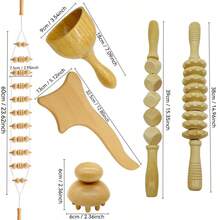 SilvaLex 木制按摩工具，全身按摩器，手部按摩器，腿部按摩器，肩部按摩器，颈部按摩器，面部按摩器，背部按摩器，腰部按摩器，全身肌肉按摩器，针对不同身体部位的多功能按摩，身体放松工具，适合家庭使用，可作为礼物赠送给家人、朋友和同学 - 杏色 - 查看 8