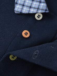 Balabala Boys Hoodie Plaid Fake Two-Layer 2025 Fall New School Style - Dark Blue - View 3