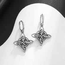 SeuSuk 一对复古爱尔兰女巫结吊坠耳环，凯尔特结幸运护身符首饰，适合女性日常佩戴和作为礼物 - 銀色 - 查看 4