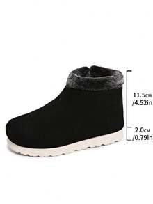 Damen Schwarze Mode Schneestiefel, flache warme Winterschuhe, kurze Winterstiefel