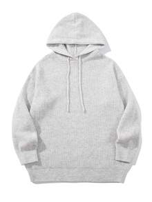 Herren lässiger, weiter Pullover Hoodie Sweatshirt, simpler koreanischer Stil, vielseitig für Frühling, Herbst, Winter - Grau - Übersicht 2