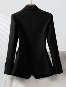 女士优雅单扣通勤西装外套 - 黑色 - 查看 2