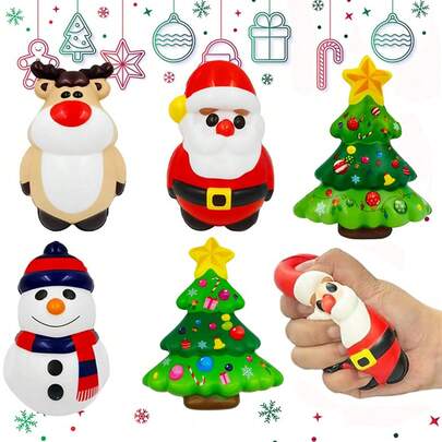 1/2/5/8/24 Pcs Christmas Squeeze Slow Rising Toys, Sensory Fidget Toys, Squish Stress Relief Toy, Soft Squishies Includes Santa, Christmas Tree, Reindeer Snowman Decompression Stress Relief Hand Toy For Kids, Birthday Party Favors, Gift Bag Filler, Pinata Filler
