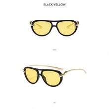 1 Pcs/Set, New Fashionable Rope Knot Double Beam Sun Protection Sunglasses, European And American Style Summer Outdoor Sunglasses, Personalized Sunglasses. - Khung đen tấm vàng - Xem 2