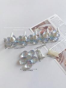 3D 亚克力极光冰透明格子美甲支架练习架美甲装饰套装，包含树脂水晶球、钻石、复古花卉激光设计，适用于 DIY、家居、户外、女性、母亲、姐妹、妻子、女朋友、婚礼、美甲沙龙、情人节