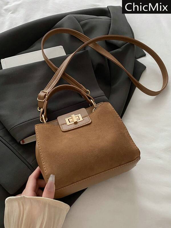 Mini bolso de hombro cruzado con cierre de hardware de unicolor, bolso de mano simple con múltiples bolsillos, adecuado para compras, carteras, compras, mujeres jóvenes, estudiantes universitarios, recién llegados, trabajadores de cuello blanco. Son muy adecuados para oficinas, universidades, trabajo, negocios, viajes al trabajo, actividades al aire libre, viajes y salidas