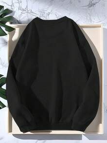 Italia Print Men's Pullover Round Neck Long Sleeve Sweatshirt Loose Casual Top For Autumn Winter Men's Clothing As Gifts Leisure Holiday - Black - View 3