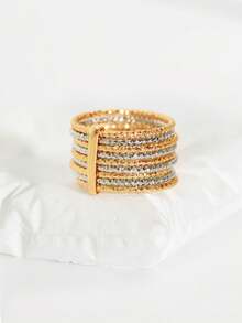 1 pièce Bague en cuivre plaqué or 14 carats, 9 cercles, épaisseur 0,025 μm - Or jaune - Voir 5