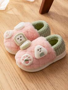 Pantuflas con suela gruesa unisex para niños, pantuflas cómodas para interiores para otoño/invierno, pantuflas de pareja cálidas y lindas con forro de felpa