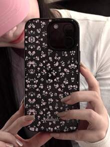 Tulip Floral Pattern Transparent Phone Case, Compatible With Iphone 17/16/15/14/13/12 Pro Max Plus/11, Fashionable And Shock-Resistant, Gift Packaging - Black Border Floral - View 3