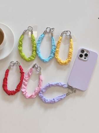 1 件短款圆点褶皱面料腕带，户外防丢手机带