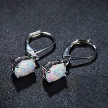 2 Pairs Of Imitation Opal Inlaid Hanging Earrings - Multi Colored Options For Daily Wear And Parties - Hypoallergenic, High-Quality And Fashionable Jewelry Gifts - Silvery white opal - View 6