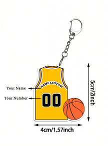 Móc khóa áo đấu thể thao tùy chỉnh, chất liệu Acrylic, thiết kế Unisex, thích hợp làm đồ dùng học tập, trang trí ba lô, người hâm mộ thể thao, tên và số tùy chỉnh - Chữ số với bóng rổ - Xem 4