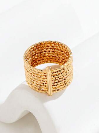 1pc 14K Gold Plated Copper 9-Circle Ring, Thickness 0.025μm