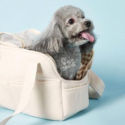 PETSIN Bolso de transporte para mascotas de moda coreana, transpirable, de hombro y cruzado para perros y gatos, portátil