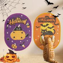 Halloween & Christmas Nightmare Decorations, Halloween & Christmas Hanging Decorations, Nightmare Theme Tree Home Indoor Party Decor, Ghost, Pumpkin, Bat, Evil Pumpkin Head, Holiday Themed Atmosphere, Sisal Cat Scratch Pad (Suitable For Walls, Sofas And Carpets), Durable Anti-Shedding Cat Scratch Surface With Hook And Loop Hooks, Indoor Cat Scratching Pad Wall Scratcher